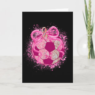 Soccer Coquette Bow Breast Cancer Awareness Pink R Card
