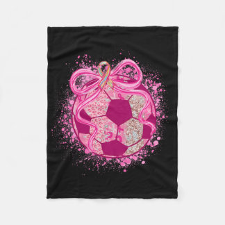 Soccer Coquette Bow Breast Cancer Awareness Pink R Fleece Blanket