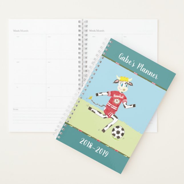 Soccer cow kid school planner (Display)