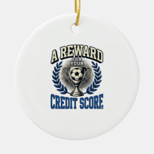 Soccer Credit Score Vintage Trophy Ceramic Tree Decoration