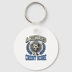 Soccer Credit Score Vintage Trophy Key Ring