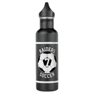 Soccer Custom Team Name and Player Number Black 710 Ml Water Bottle