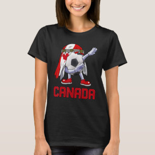 Soccer Cute Soccer Ball Dabbing Canada Flag Pride T-Shirt