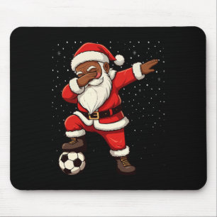 Soccer Dabbing Santa African American Christmas  Mouse Pad