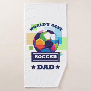 Soccer dad colourful text father's day sports bath towel