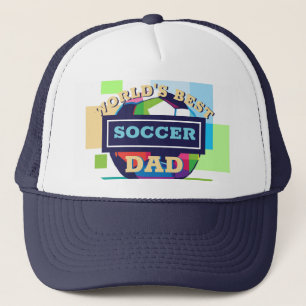 Soccer dad colourful text father's day sports trucker hat