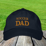 SOCCER DAD embroidered baseball cap gold / navy<br><div class="desc">Embroidered Hats: Classic golden / black fashion baseball cap with text "SOCCER DAD" for the worlds best soccer / football dads,  fathers day,  grandpa birthday / sports fan hats</div>