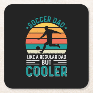 Soccer Dad Retro Sunset Square Paper Coaster