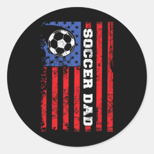 Soccer Dad Usa Flag All American Fathers  Classic Round Sticker