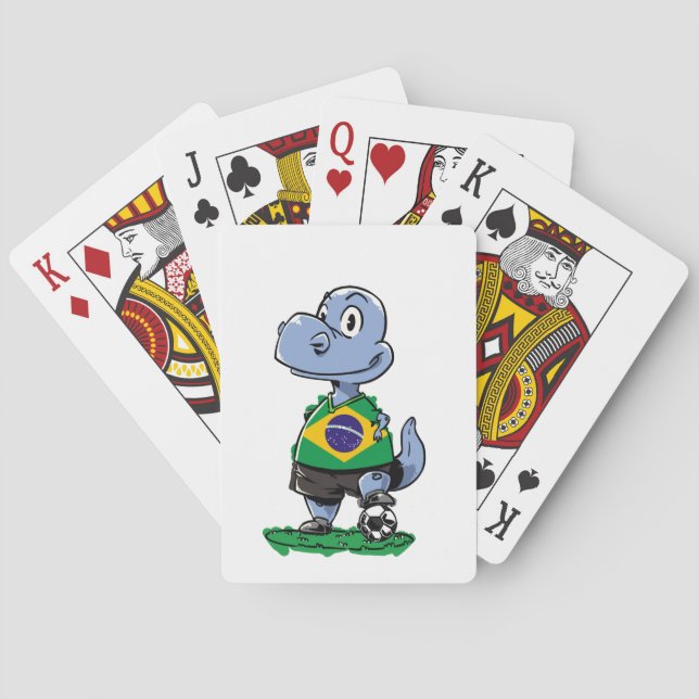 Soccer Dinosaur - Brazil Playing Cards (Back)