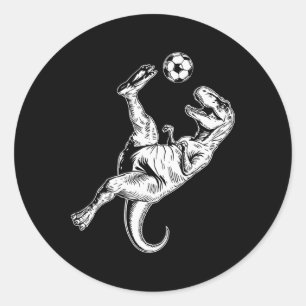 Soccer Dinosaur Kids Boys Men Soccer  Classic Round Sticker