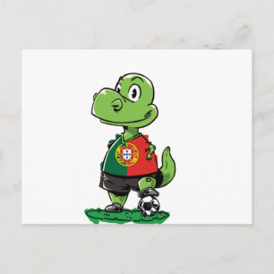 Soccer Dinosaur Portugal Postcard