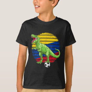 Soccer Dinosaur Trex Colombia Flag Boys Girls Todd T-Shirt