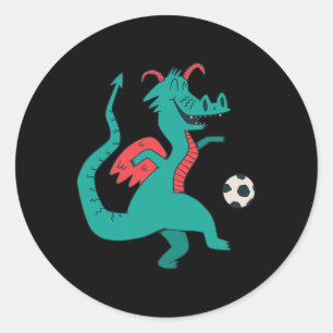 Soccer Dragon Classic Round Sticker
