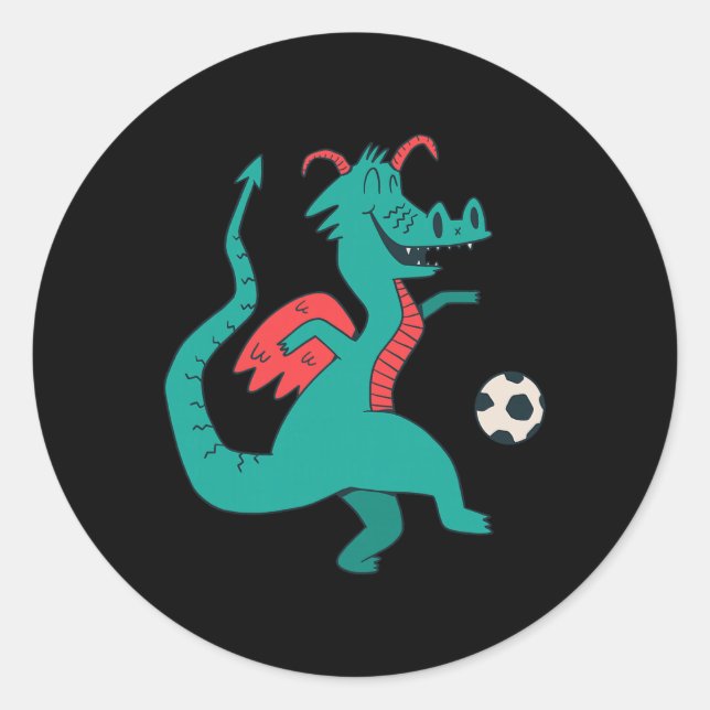 Soccer Dragon  Classic Round Sticker (Front)
