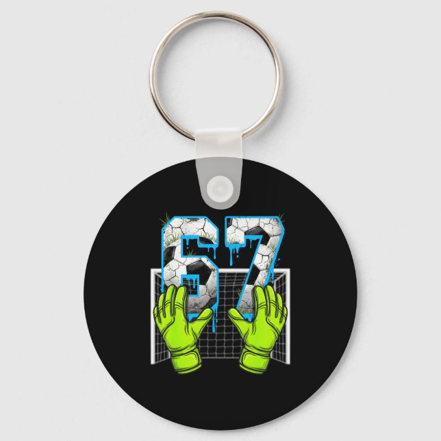 Soccer Drip 67 Six Seven Funny Gen Alpha Meme Desi Key Ring (Front)
