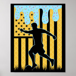 Soccer Drip Boys Dripping Ice Cream American Flag Poster