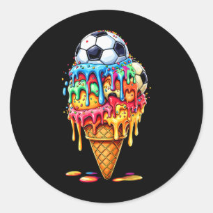 Soccer Drip Boys Girls Ice Cream Drip With Sprinkl Classic Round Sticker