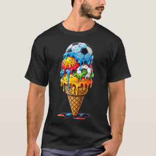 Soccer Drip Boys Girls Ice Cream Drip With Sprinkl T-Shirt
