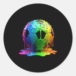 Soccer Drip Boys Ice Cream Drip Colorful For Boys  Classic Round Sticker