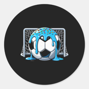 Soccer Drip Ice Cream Drip Soccer Boys Girls Socce Classic Round Sticker