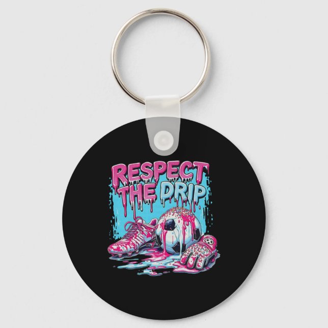 Soccer Drip Ice Cream Dripping Respect The Drip  Key Ring (Front)