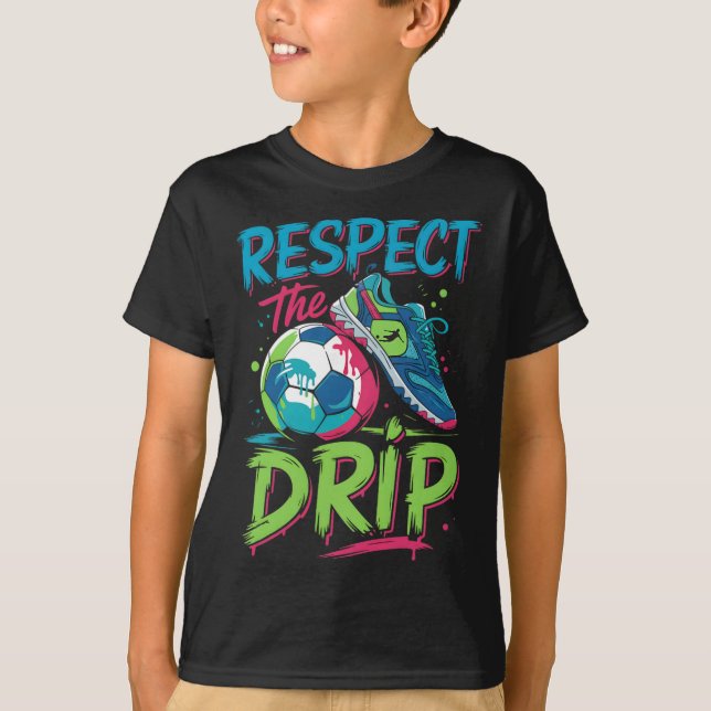 Soccer Drip Melting Ice Cream Respect The Drip Boy T-Shirt (Front)