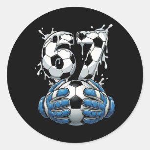 Soccer Drip Number 67 Boys Soccer Goalkeeper 67 Classic Round Sticker