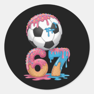 Soccer Drip Number 67 Boys Soccer Player 67  Classic Round Sticker