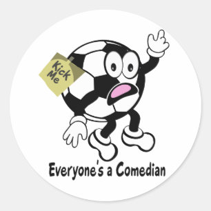 Soccer Dude Kick Me Classic Round Sticker