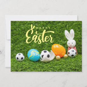 Soccer Easter holiday greeting player Card