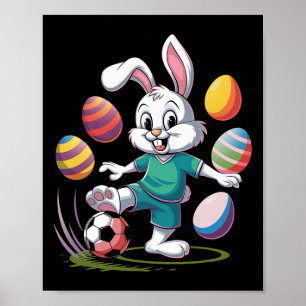 Soccer Easter Shirt Boys Kids Easter Bunny Soccer  Poster