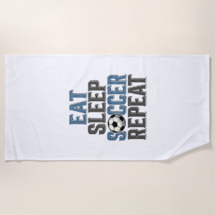 Soccer Eat Sleep Repeat Vintage Typography Shirt_1 Beach Towel