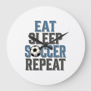 Soccer Eat Sleep Repeat Vintage Typography Shirt_1 Large Clock