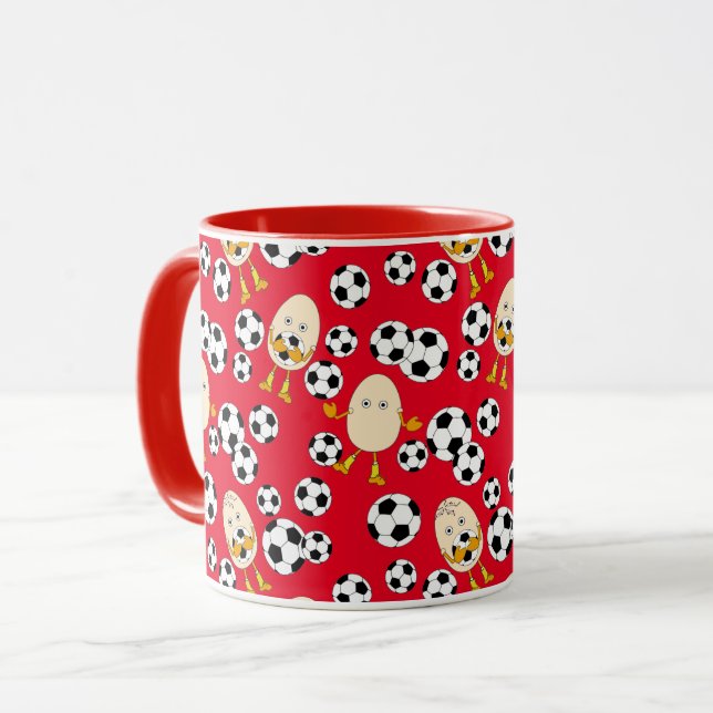 Soccer Egghead Pattern Coffee Mug (Front Left)