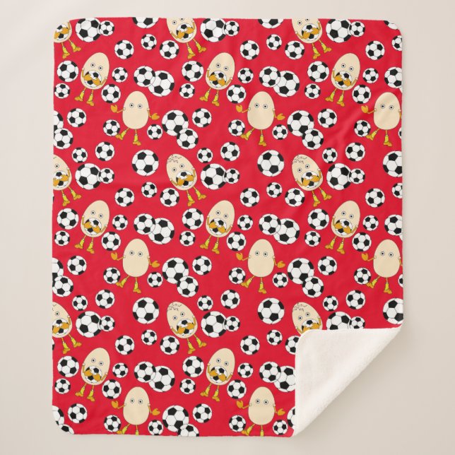 Soccer Egghead Pattern Sherpa Blanket (Front)
