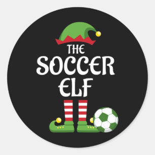 Soccer Elf Family Matching Group Christmas Sporty  Classic Round Sticker