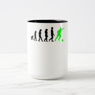 Soccer Evolution (Green) Two-Tone Coffee Mug