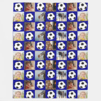 Soccer Family Collage Photo Pattern Blue