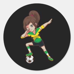 Soccer Fan Jamaica Jamaican Flag Girl Classic Round Sticker