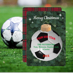Soccer Fan Personalised Ornament Christmas Card