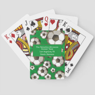 Soccer Field and Balls Soccer Team and Coach Playing Cards