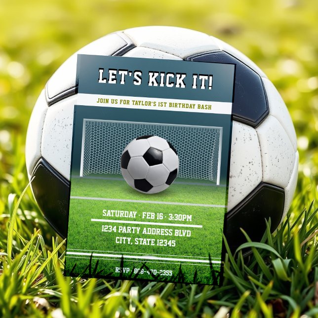 Soccer Field Football 1st Birthday Party Invitation (Creator Uploaded)