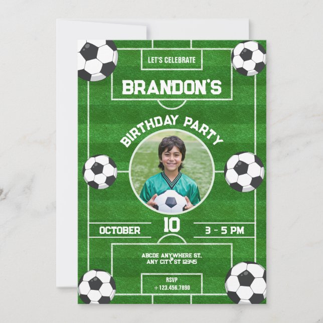 Soccer field /  Football field birthday Invitation (Front)