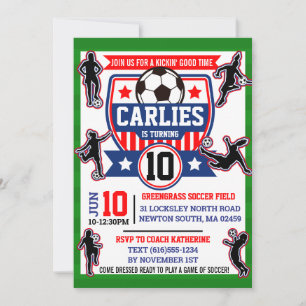 Soccer Field Football Girls Birthday Party Invitation