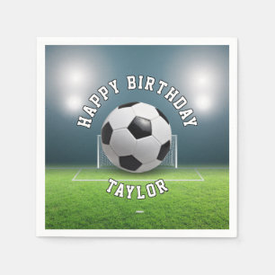 Soccer Field Football Sports Happy Birthday Napkin
