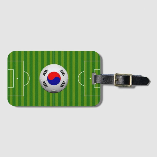 Soccer Field with South Korea Flag Ball Luggage Tag (Front Horizontal)