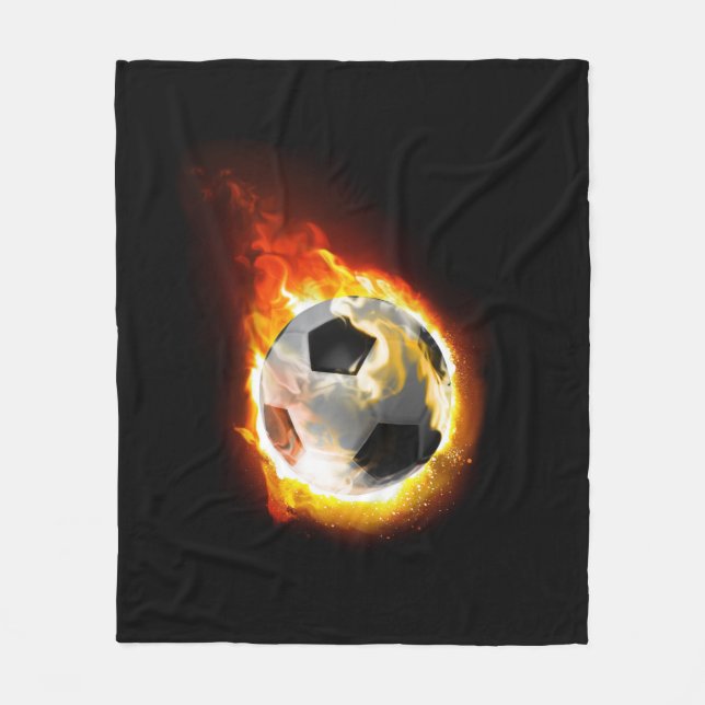 Soccer Fire Ball Fleece Blanket (Front)