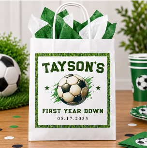 Soccer First Year Down 1st Birthday Paper Favour Bags