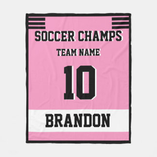 Soccer Fleece Blanket pink personalised player